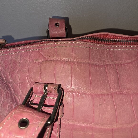 Dooney & Bourke Pink Croc Embossed Leather Satchel Nile Collection Vintage - Picture 11 of 16